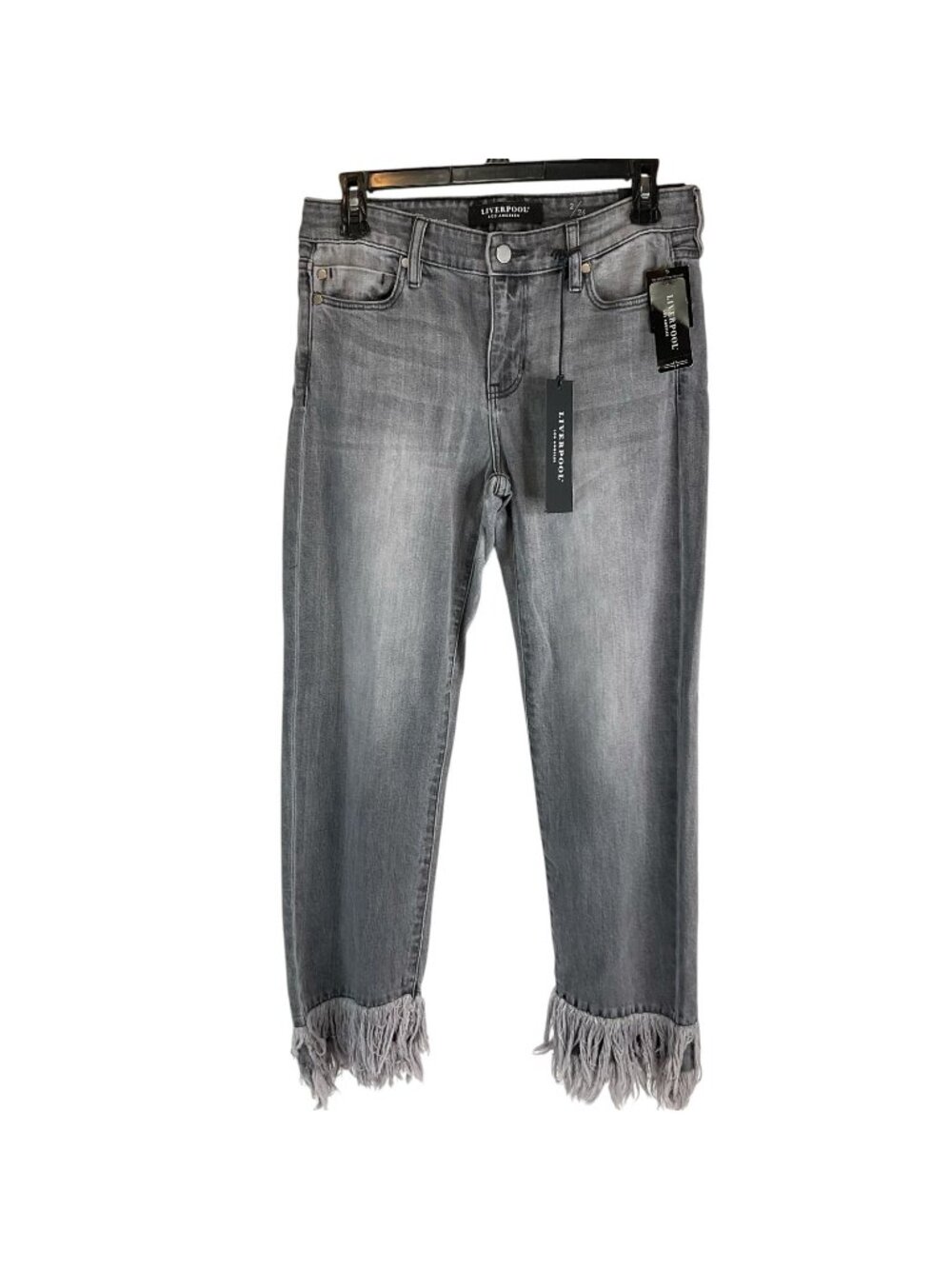Liverpool Los Angeles Jeans Womens Sz 2/26 Pumice Fray Fringe Stretch Nwt $98 - Picture 1 of 13